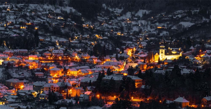 Banská Štiavnica in the night