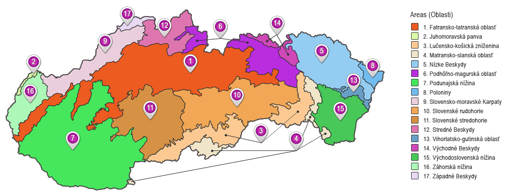 Geomorphology of Slovakia - geomorphological areas 