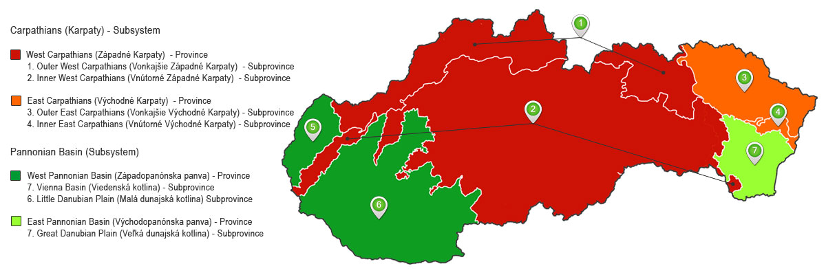 Geomorphology of Slovakia- subsystems, provinces and subprovinces