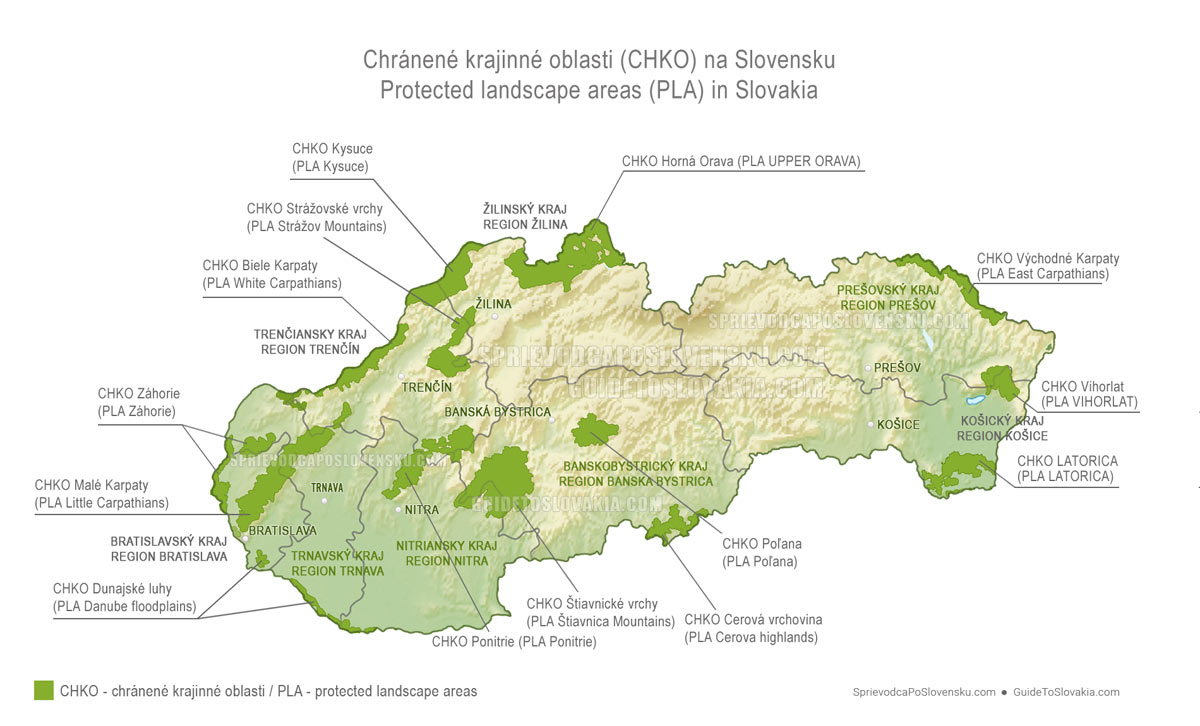 Protected Landscape Areas (PLA) in Slovakia - map