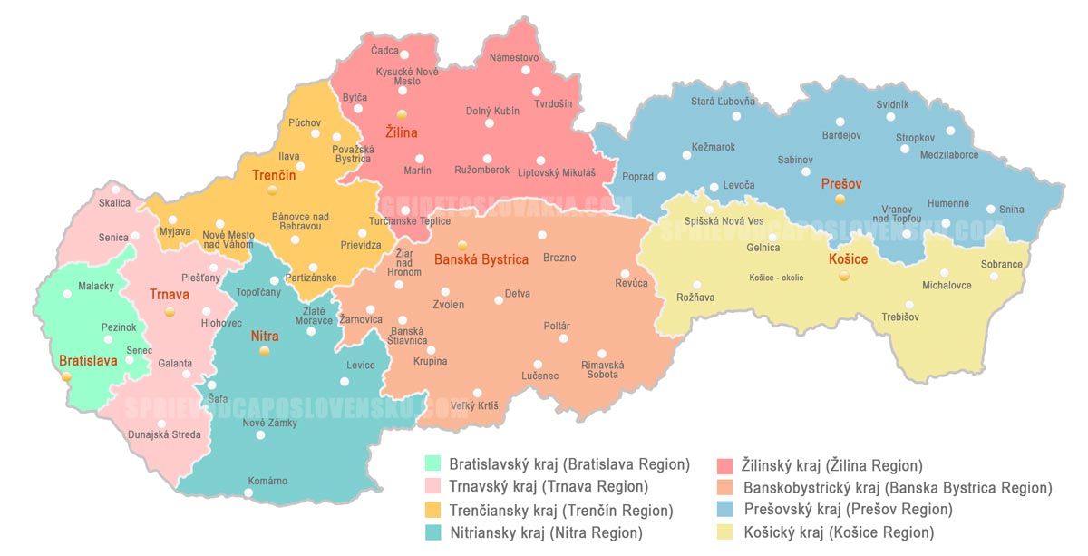 Population density in Slovakia by regions - Map Population density in Slovakia by regions - Map