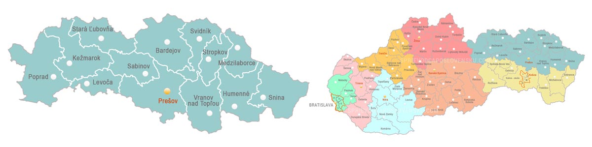 Districts - Prešov Region